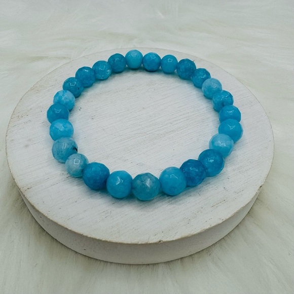 Aqua Natural Stone Beaded Bracelet - Picture 5 of 5